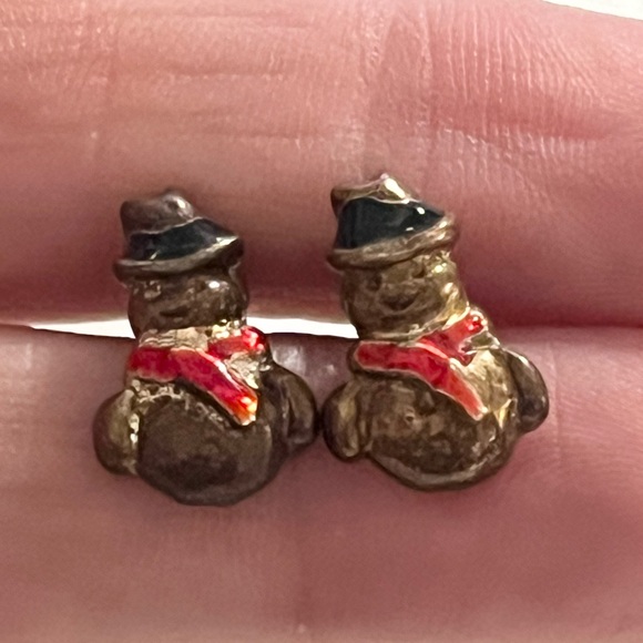 Four Sets Vintage Christmas Earring Stud Sets Santa Bell SnowmanHoliday Jewelry - Picture 15 of 16